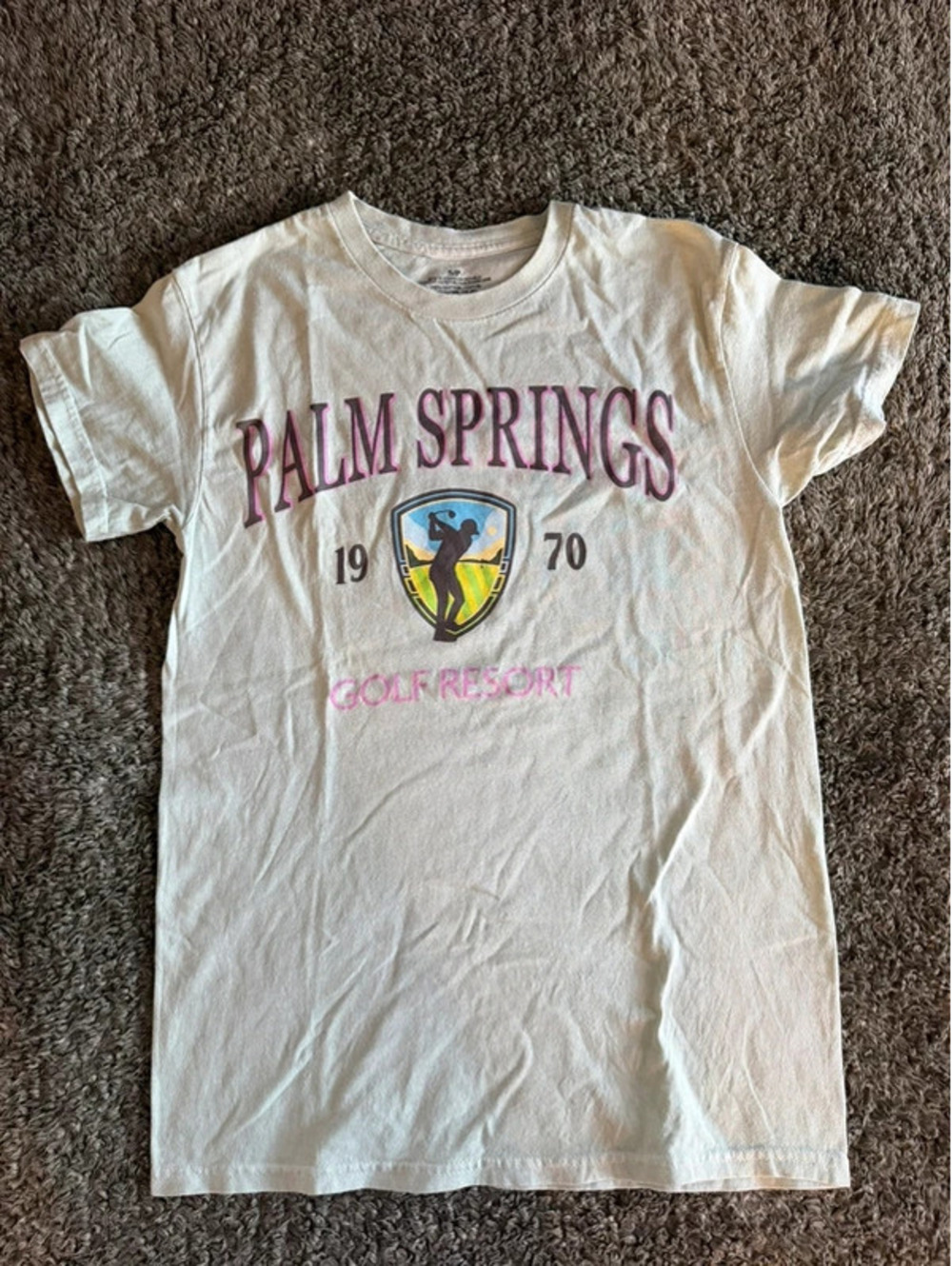 Gildan Palm Springs Golf Resort 1970 White Cotton T-Shirt Size S/P